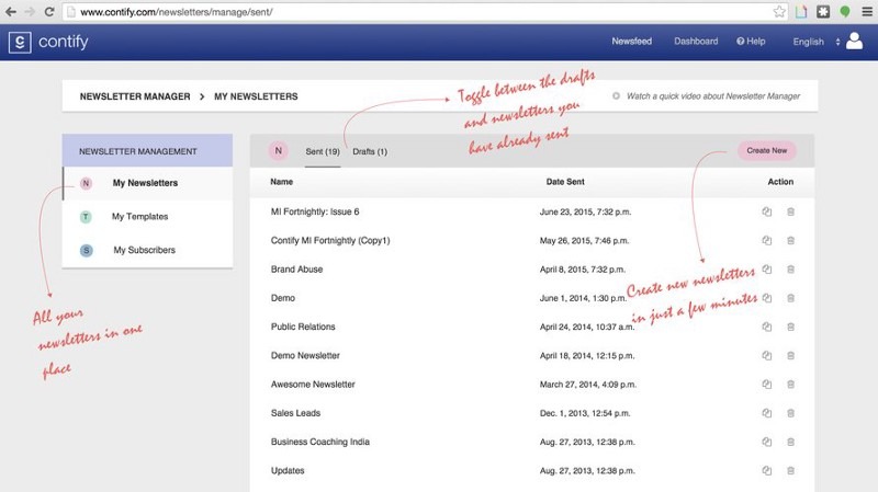 Manage All Your Newsletters From One Page