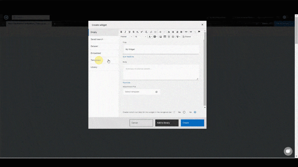 Outcome Specific And Custom Templates
