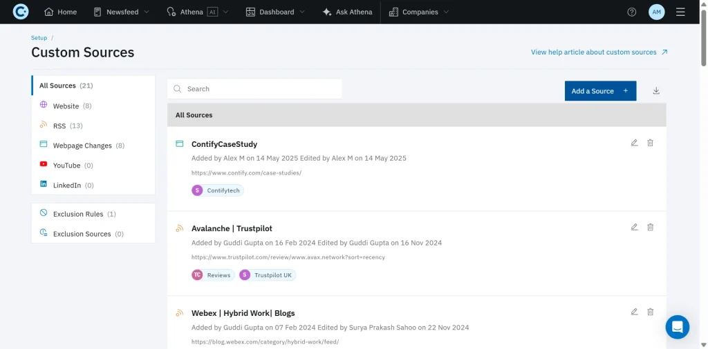 contify custom sources